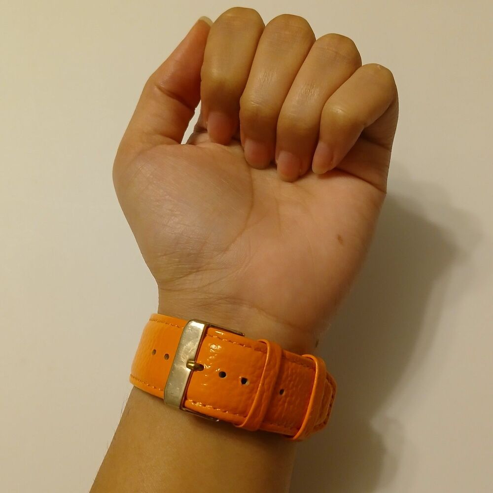 Gossip Women's Gold Tone Dial Orange Leather Band Quartz Watch Japan Movt GSP881 - Picture 7 of 12